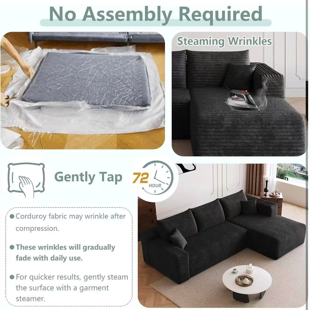 96” Modular Cloud Couch Sectional Sofa Bed Chaise for Living Room