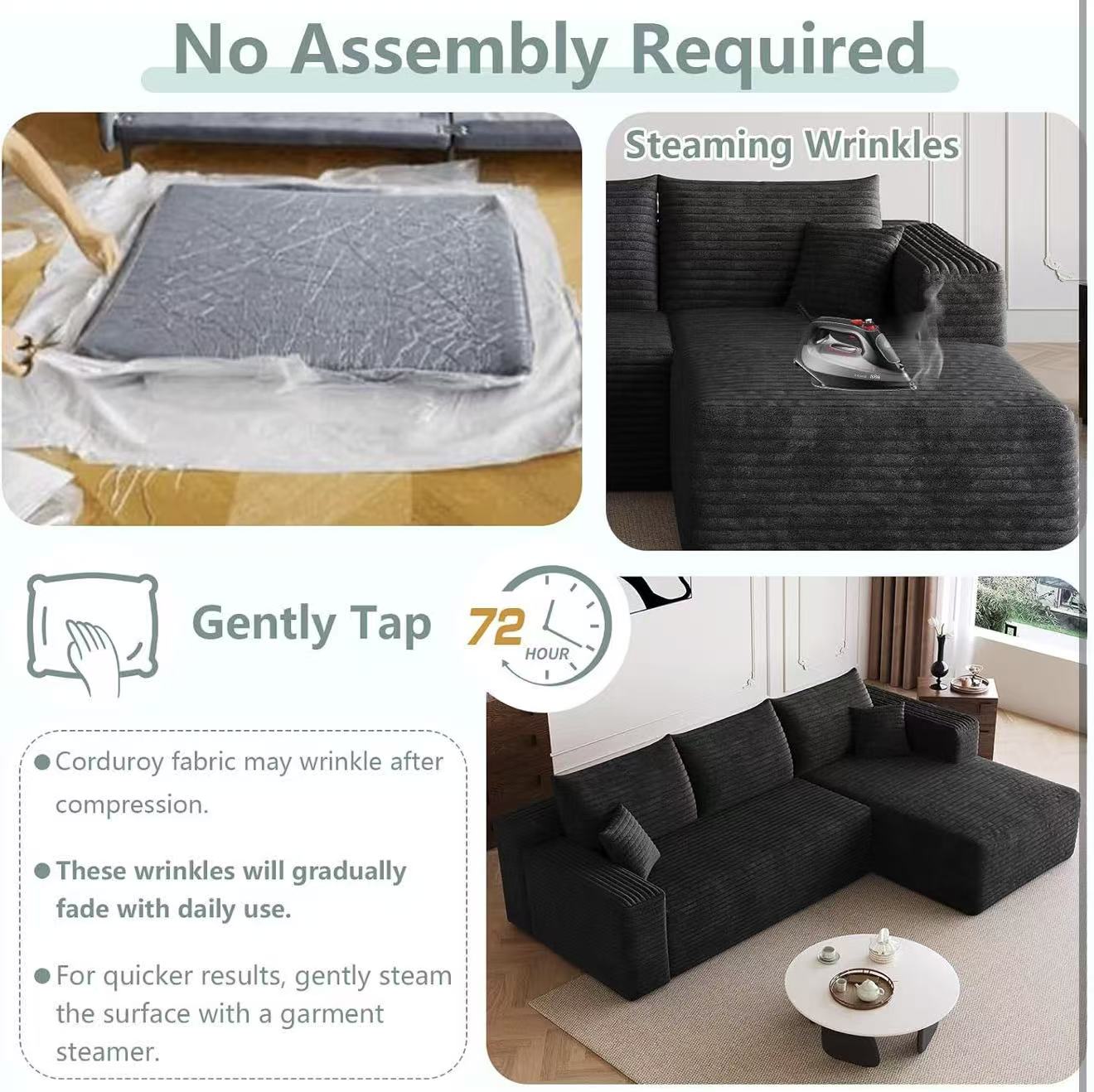 96” Modular Cloud Couch Sectional Sofa Bed Chaise for Living Room