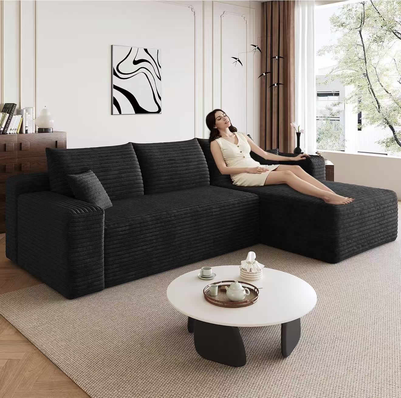 96” Modular Cloud Couch Sectional Sofa Bed Chaise for Living Room