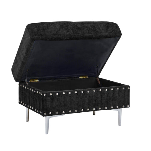 Sectional Sofa with Chaise & Storage Ottoman, Metal Legs (Chenille + 4 Seat + Foam)