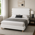 BED - VELVET - NO NEED BOX SPRING - WHITE & BRONZE